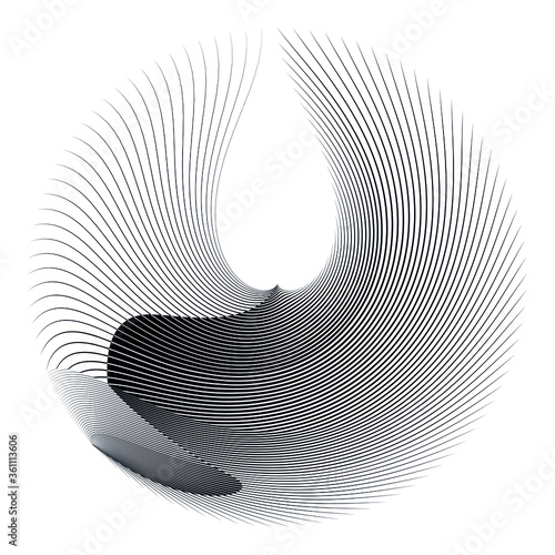 Abstract halftone lines black and white background, geometric dynamic pattern, vector modern design texture.
