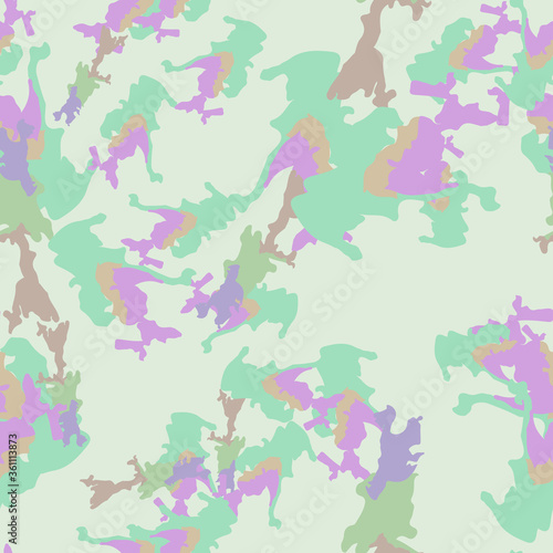 Field camouflage of various shades of brown  violet and green colors