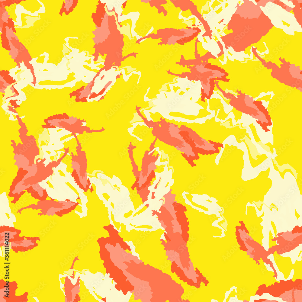 UFO camouflage of various shades of red, yellow and white colors