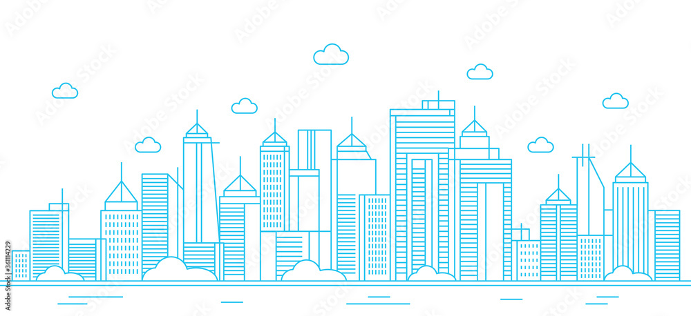 Landscape city line illustration design