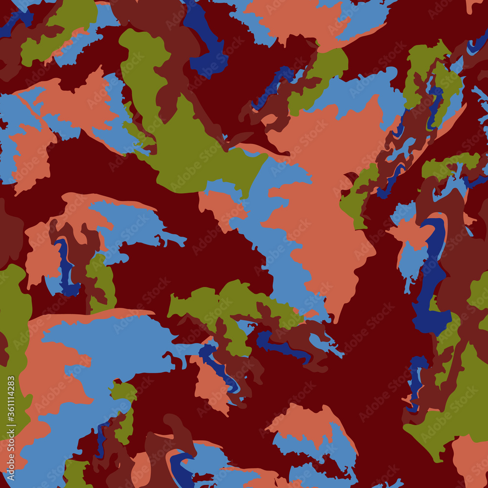 Obraz premium UFO camouflage of various shades of red, blue, pink and green colors