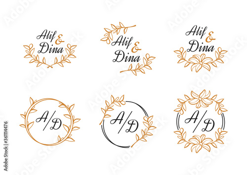 Wedding floral logo templates collection
