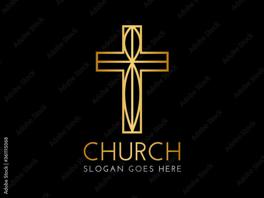 Elegant Christian Church Logo with Cross Elegant Christian Church Logo with Cross