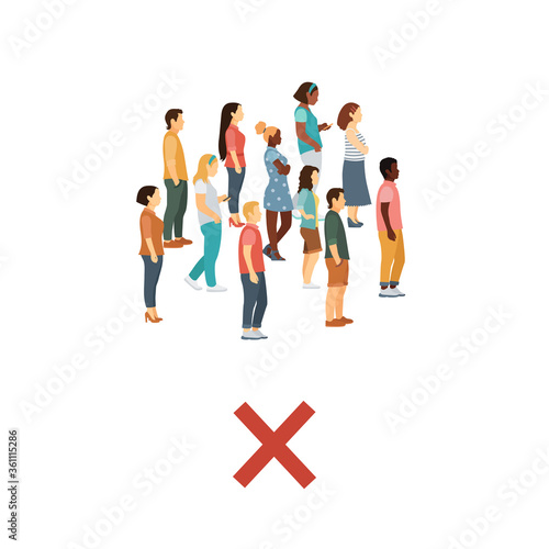 Crowd of people no distance. flat vector illustration