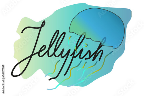 Fototapeta Colorful Lettering Jelyfish with gradient