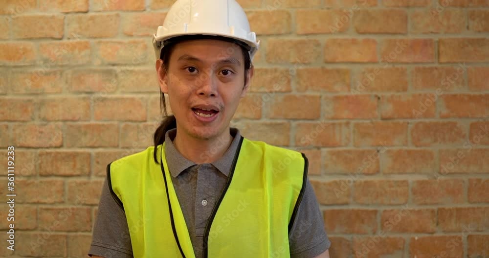 engineer looking on camera, VDO conference meeting, architect inspector talking with investor or building owner by phone engineer looking on camera, VDO conference meeting, architect inspector talking with investor or building owner by phone