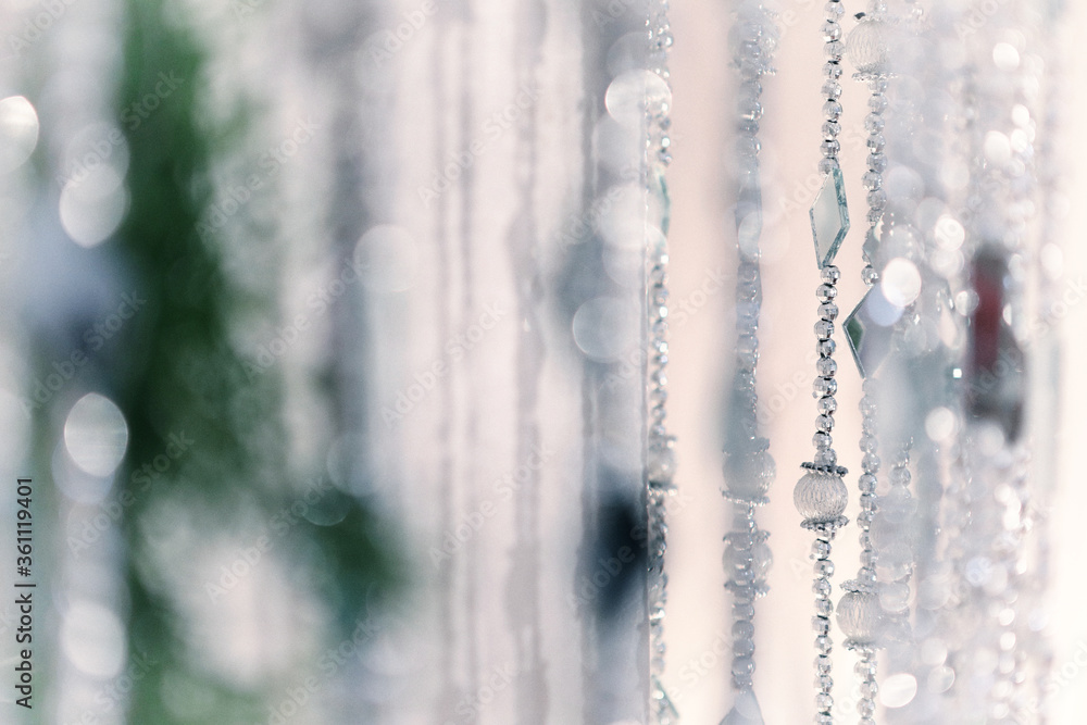 Fototapeta premium white backdrop decorated with glass and beads
