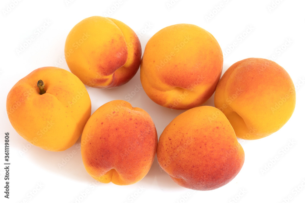 tas d'abricots sur un fond blanc tas d'abricots sur un fond blanc