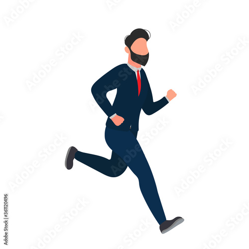 The businessman is running. A man in a business suit is running. Good for business theme design. Vector.