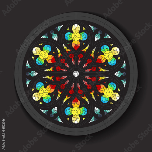 Medieval Style Cathedral Stained Glass Window Mosaic