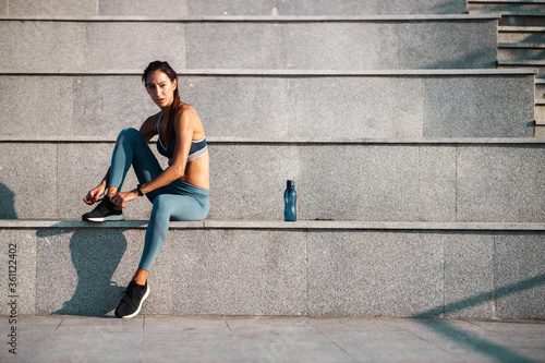 Young women resting from hard exercise