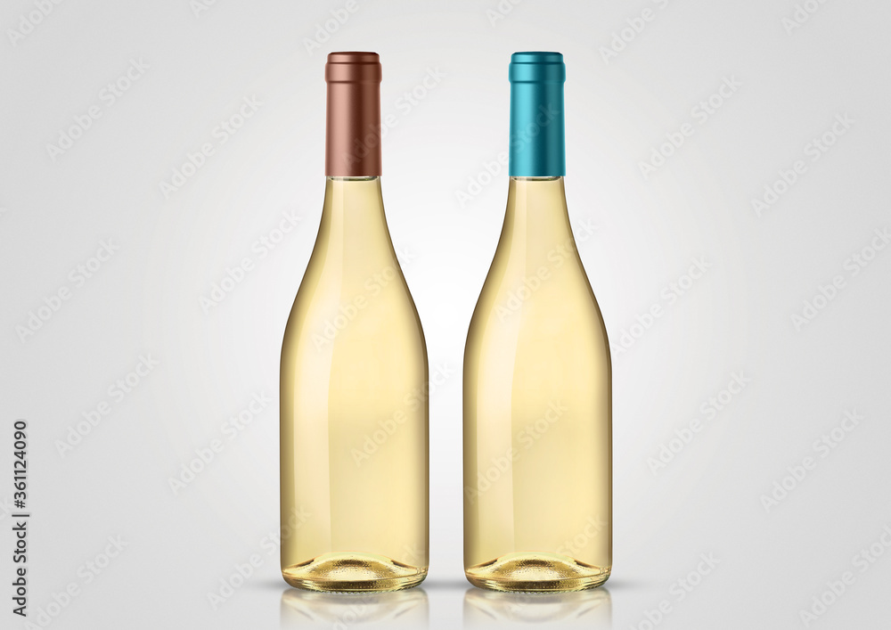 Bottle of white wine with white background. Mock up for labels. Bottle of white wine with white background. Mock up for labels.