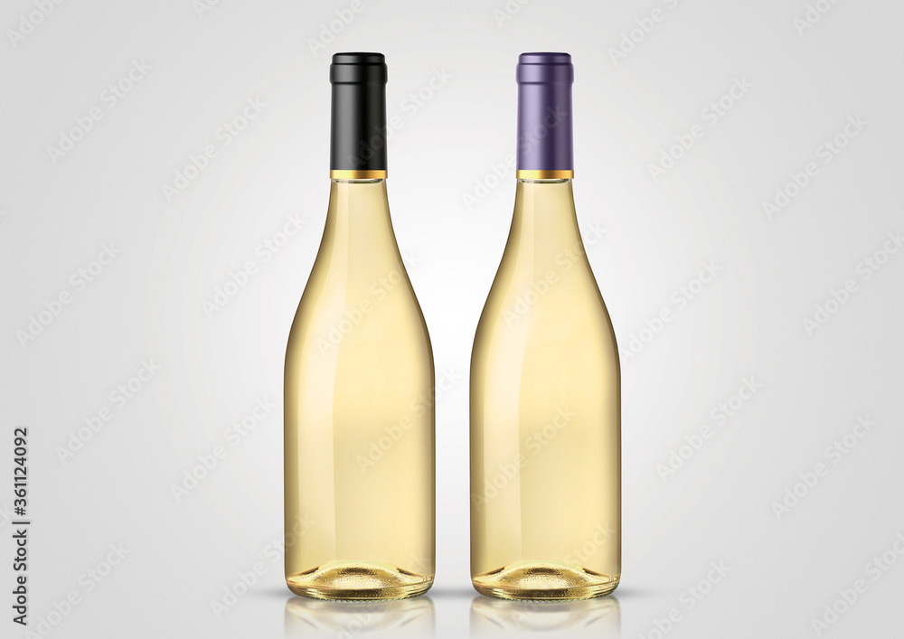 Bottle of white wine with white background. Mock up for labels. Bottle of white wine with white background. Mock up for labels.