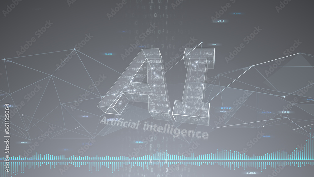 Fototapeta premium AI artificial intelligence digital network computer technology 3D illustration.