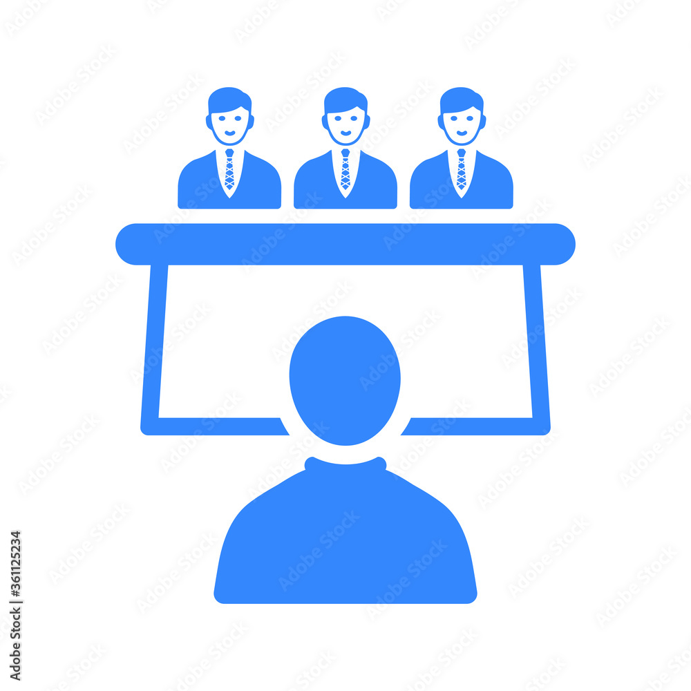 Business interview icon / blue vector graphics