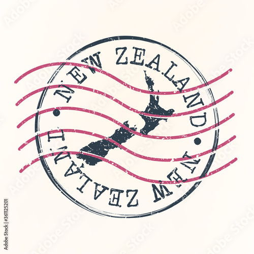 New Zealand Stamp Postal. Map Silhouette Seal. Passport Round Design. Vector Icon. Design Retro Travel.