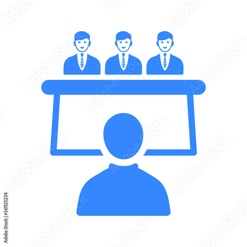 Business interview icon / blue vector graphics