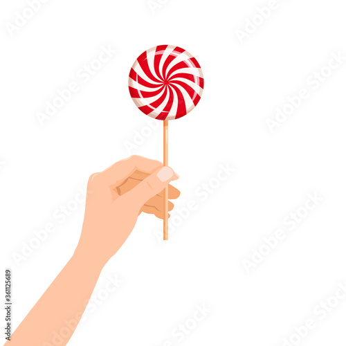 Hand hold candy Lollipop striped dessert sweetness