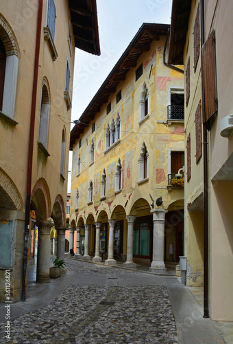 Historic buildings in the centre of Spilimbergo in the Udine province of northern Italy 