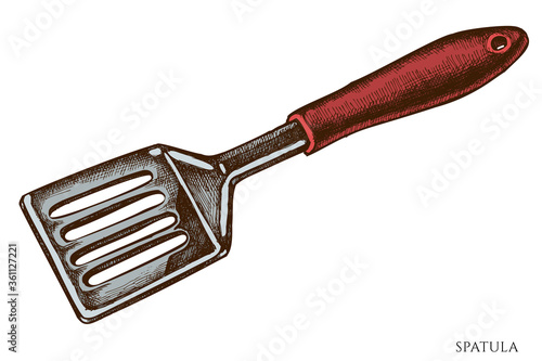 Vector set of hand drawn colored spatula