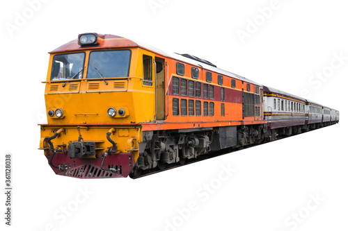 Canvastavla old Train and carriage bogie with isolated white background