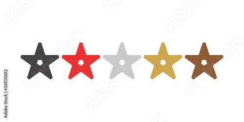 Five star rating, award symbol, winning icon, winner logo