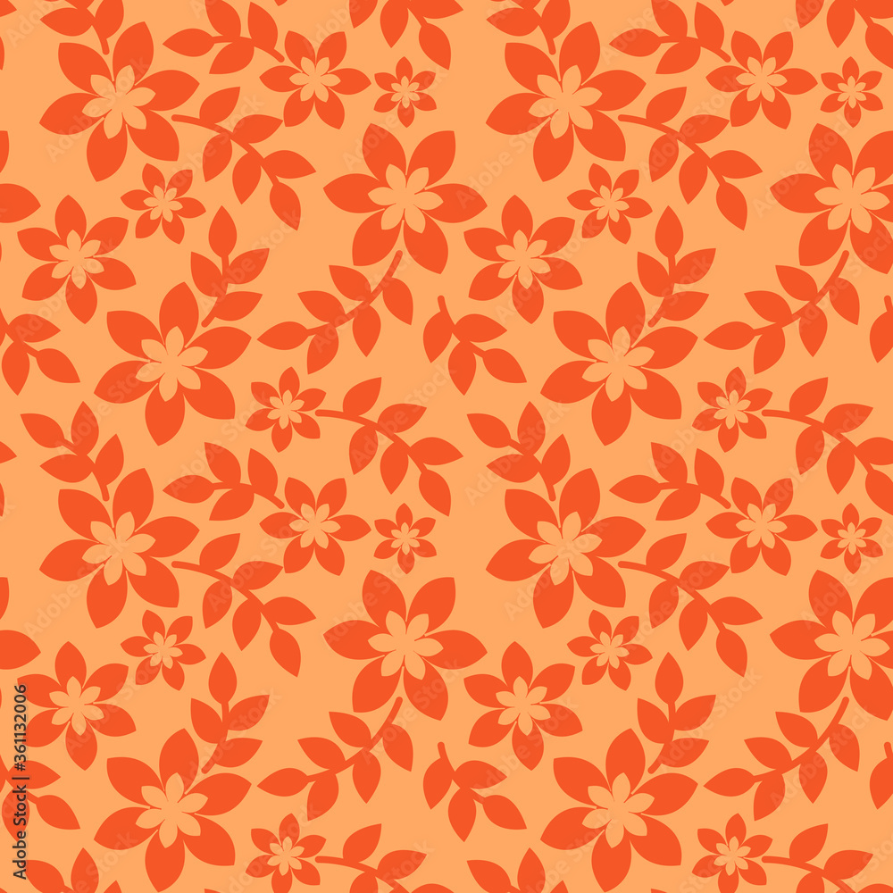 Orange seamless pattern with flowers vector Orange seamless pattern with flowers vector