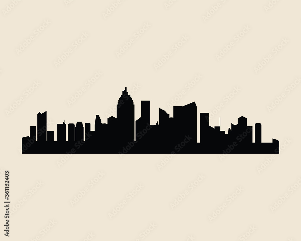 Cities silhouette. Black town skyline background. Cityscape jpeg illustration