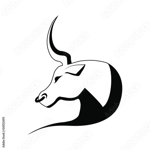 Simple vector illustration of a bull isolated on a white background. Symbol of 2021.