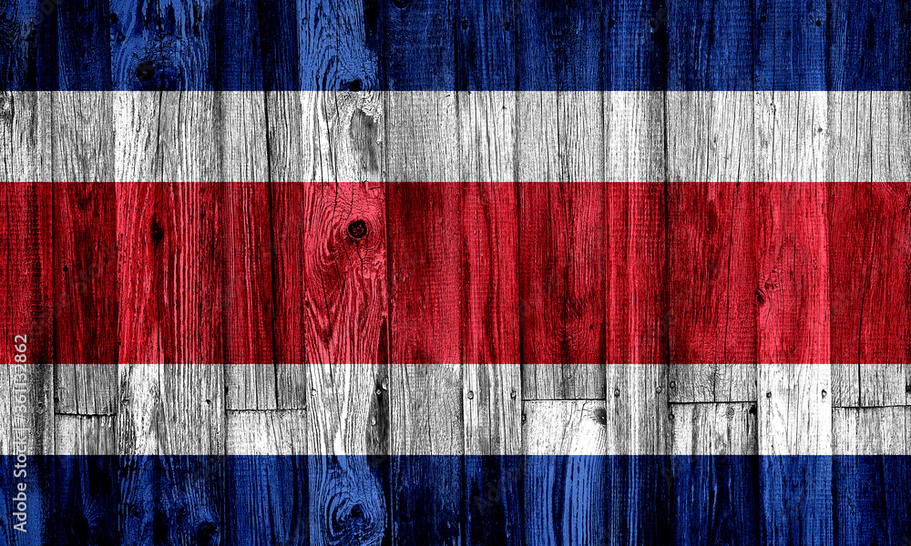 The Costa Rica flag painted on wooden pad The Costa Rica flag painted on wooden pad