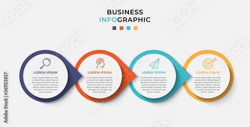 Business Infographic design template Vector with icons and 4 four options or steps. Can be used for process diagram, presentations, workflow layout, banner, flow chart, info graph