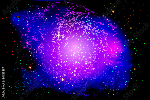 Vector illustration of the infinite universe and Milky Way. Abstract barred spiral,Space exploring,sparkling dust.Space dark concept.