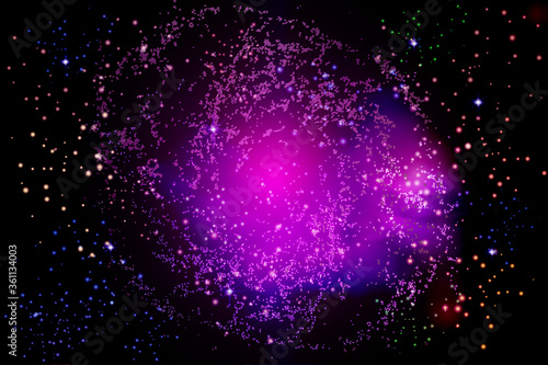 Vector illustration of the infinite universe and Milky Way. Abstract barred spiral,Space exploring,sparkling dust.Space dark concept.