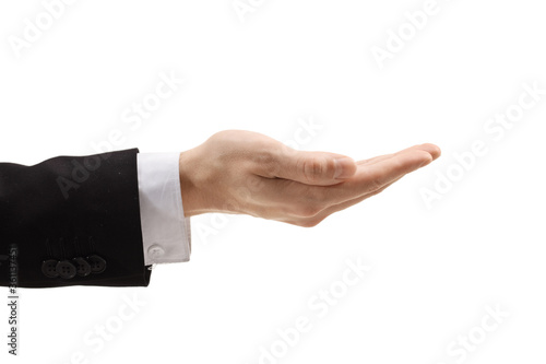 Male hand in a suit gesturing