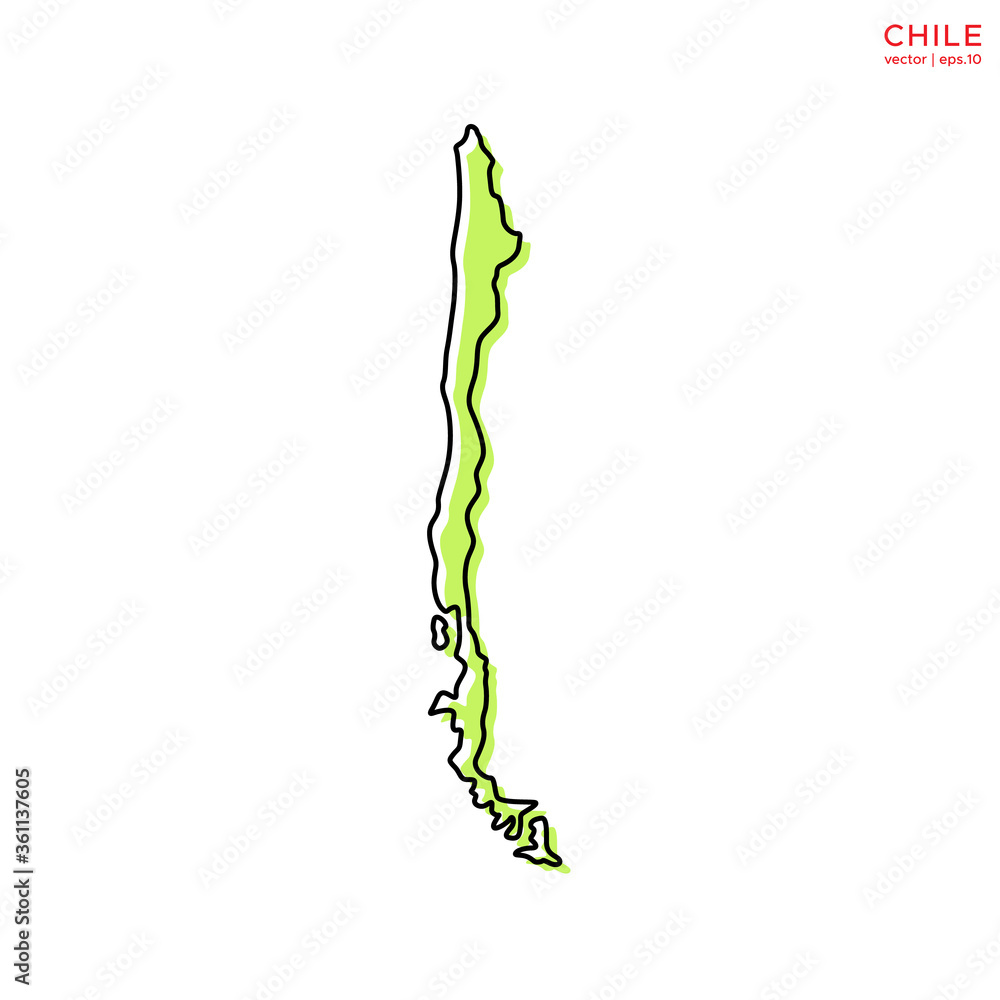 Green Map of Chile with Outline Vector Design Template. Editable Stroke Green Map of Chile with Outline Vector Design Template. Editable Stroke