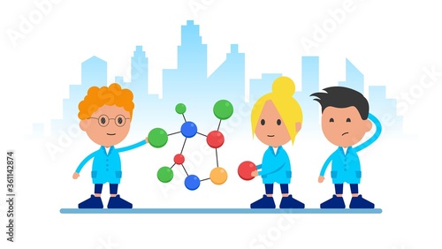 Scientists work in the laboratory. Chemical and biological laboratory. Website or scientific article concept. Doctors use drugs and vaccines to fight the outbreak of coronavirus.
