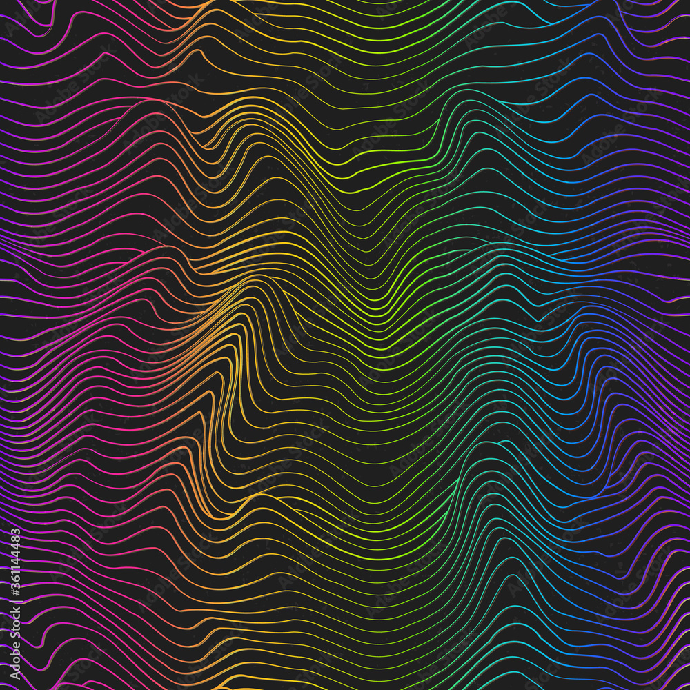 Neon wave geometric seamless pattern.