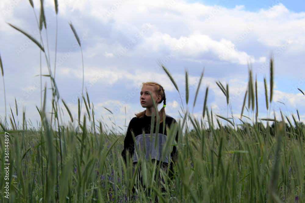 young girl on the meadow young girl on the meadow