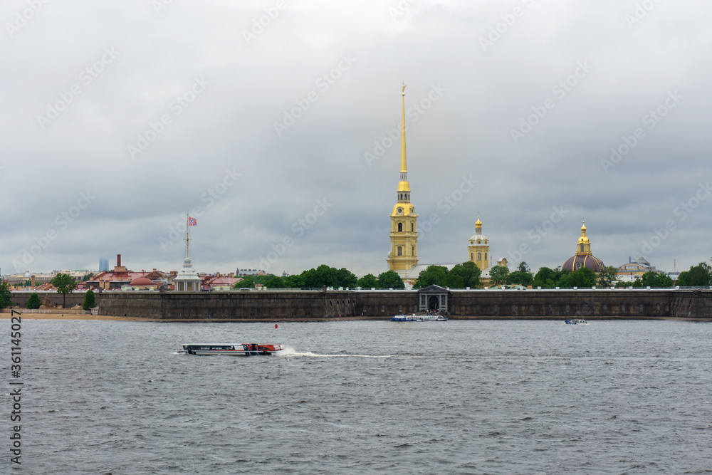 view of the Peter and Paul Fortress from the Neva river