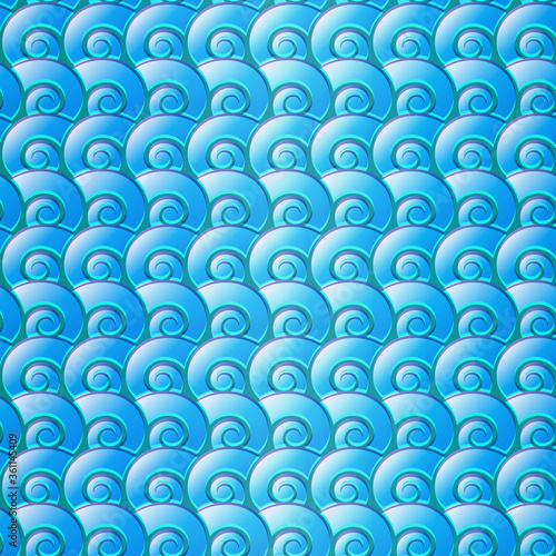 Water seashells geometric seamless pattern.