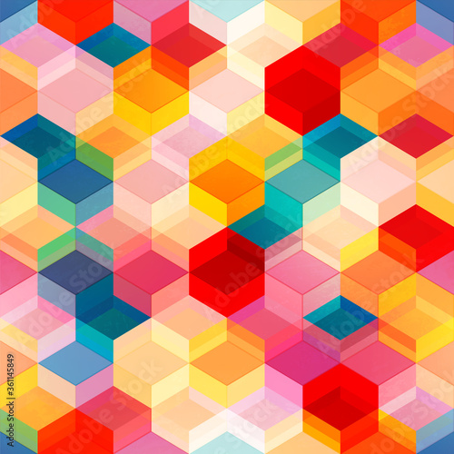 Bright color mosaic seamless pattern.