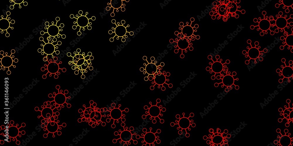 Dark red, yellow vector texture with disease symbols. Dark red, yellow vector texture with disease symbols.