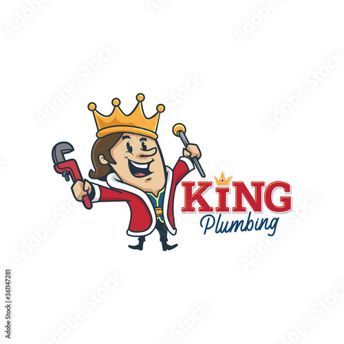 Cartoon vintage retro king plumbing logo