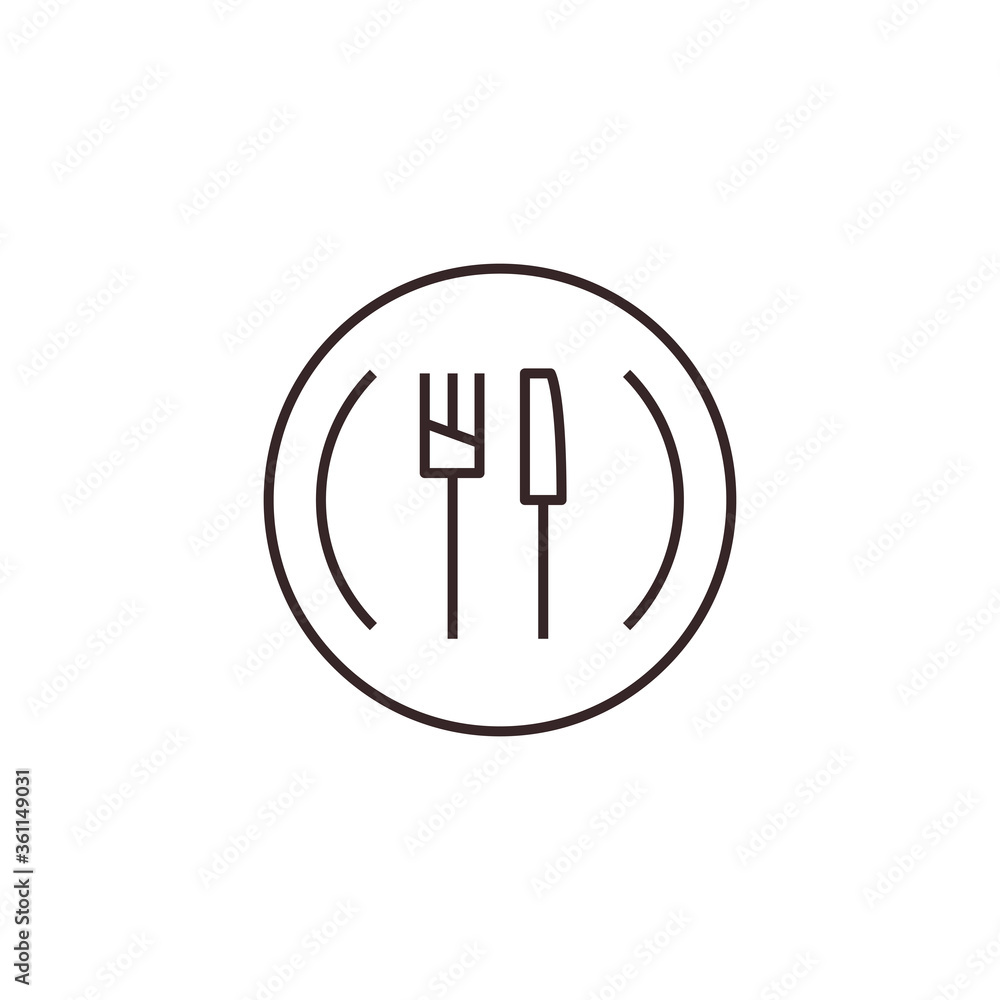 Plate, fork and knife icon isolated on light background. Restaurant symbol modern, simple, vector, icon for website design, mobile app, ui. Vector Illustration Plate, fork and knife icon isolated on light background. Restaurant symbol modern, simple, vector, icon for website design, mobile app, ui. Vector Illustration