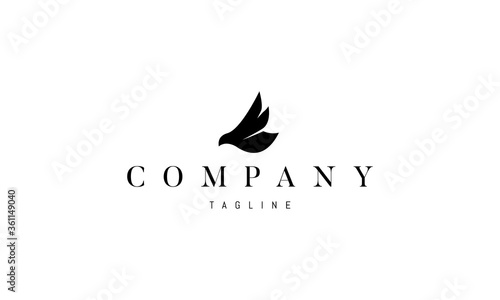 Vector logo on which an abstract image of a flying dove.