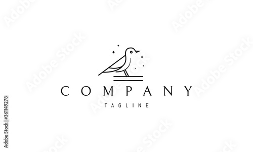Vector logo on which an abstract image of a minimalistic bird in a linear style.