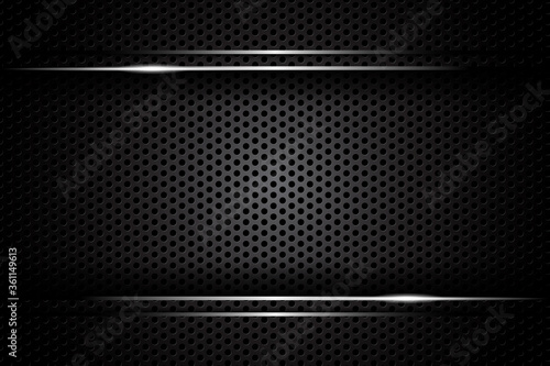 abstract metal carbon texture and line chromium on metallic sheet hole modern design background. vector illustration