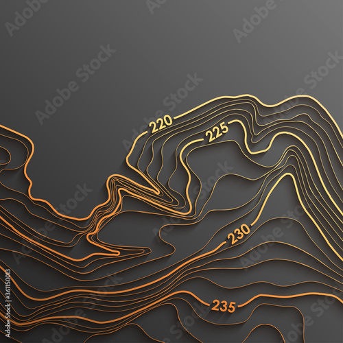 Map line of topography. Vector abstract topographic map concept with space for your copy. Abstract paper cut. Abstract colorful waves. Wavy banners. Color geometric form.