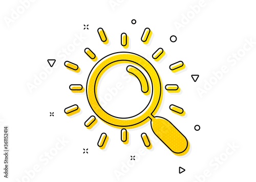 Find document sign. Search icon. Magnify glass. Yellow circles pattern. Classic search icon. Geometric elements. Vector