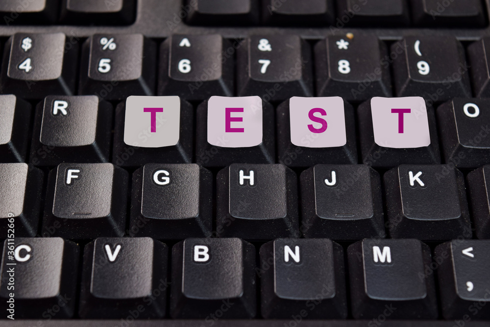 Test write on keyboard isolated on laptop background Test write on keyboard isolated on laptop background